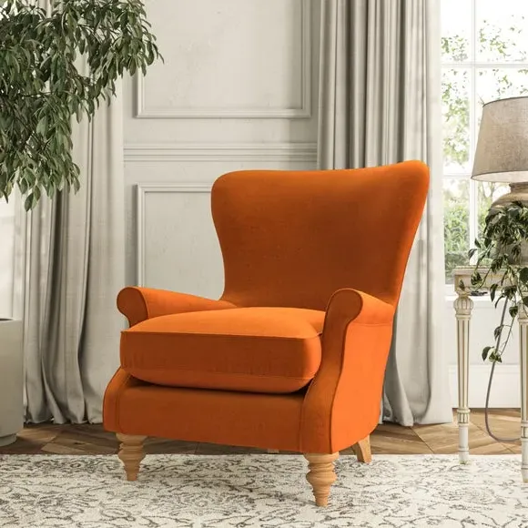 Wingback Armchair with Scalloped Back - Ginger