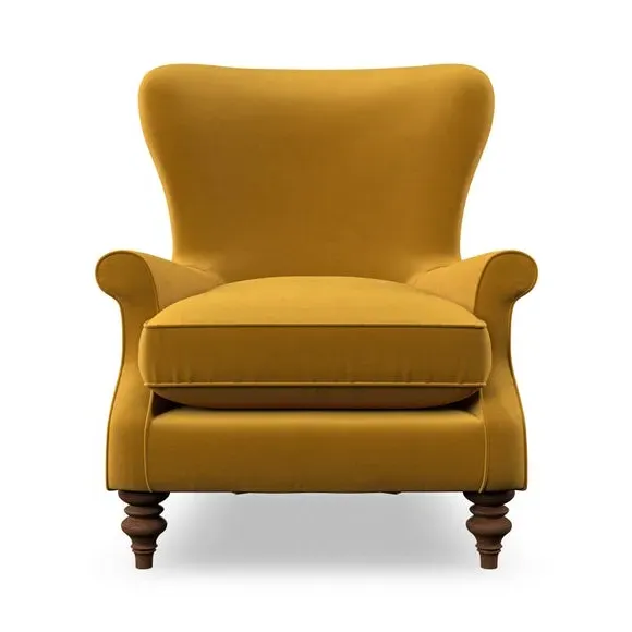 Wingback Armchair with Scalloped Back - Gold