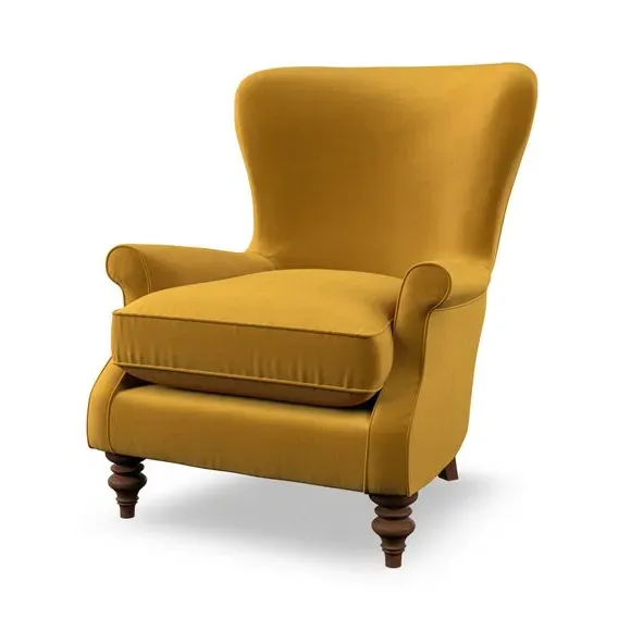Wingback Armchair with Scalloped Back - Gold