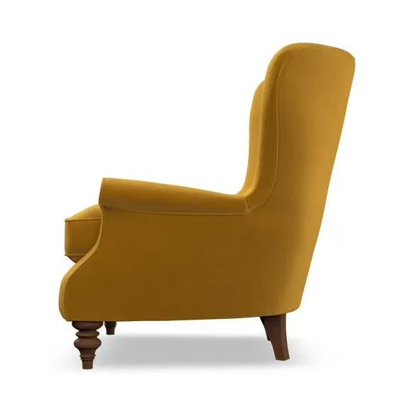 Wingback Armchair with Scalloped Back - Gold
