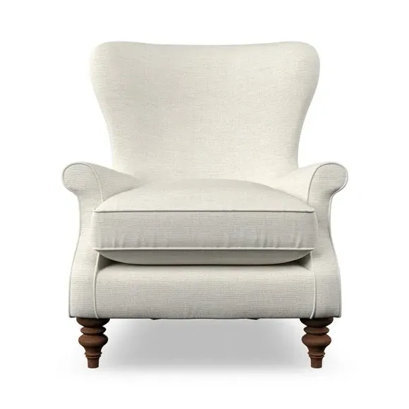 Wingback Armchair with Scalloped Back - Ivory