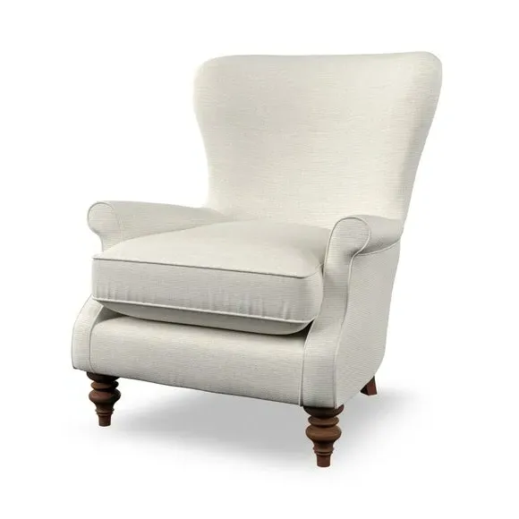 Wingback Armchair with Scalloped Back - Ivory