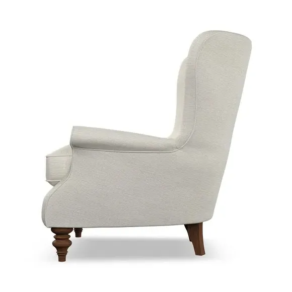 Wingback Armchair with Scalloped Back - Ivory