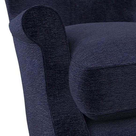 Wingback Armchair with Scalloped Back - Navy