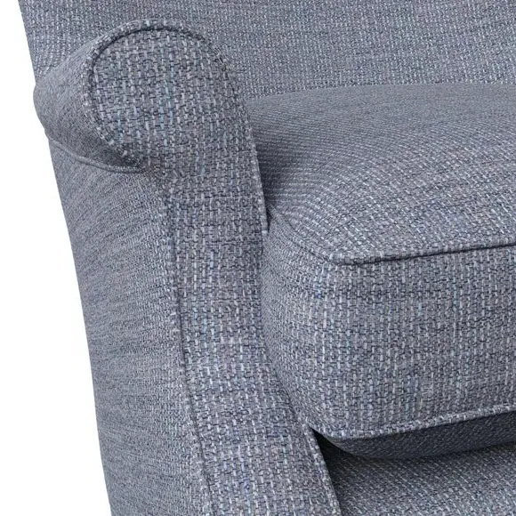 Wingback Armchair with Scalloped Back - Navy