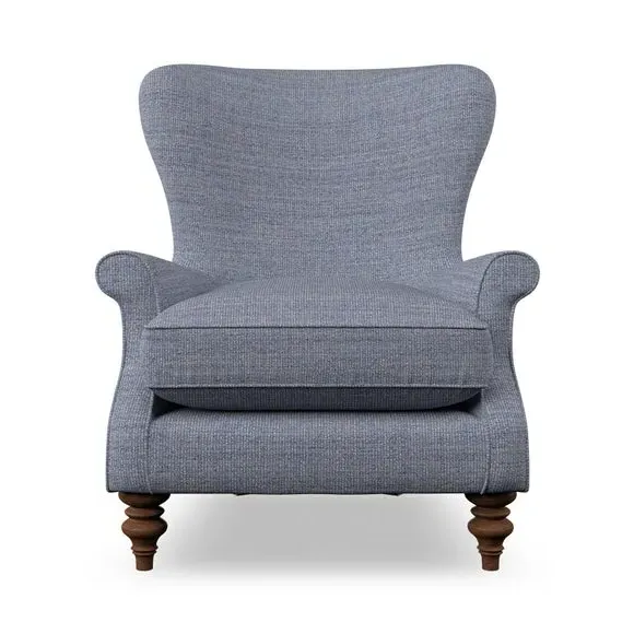 Wingback Armchair with Scalloped Back - Navy