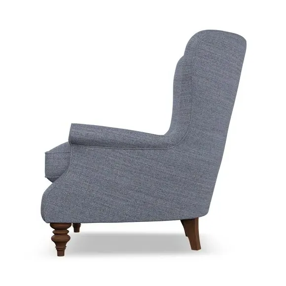 Wingback Armchair with Scalloped Back - Navy