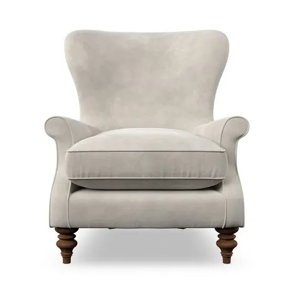 Wingback Armchair with Scalloped Back - Sandstone