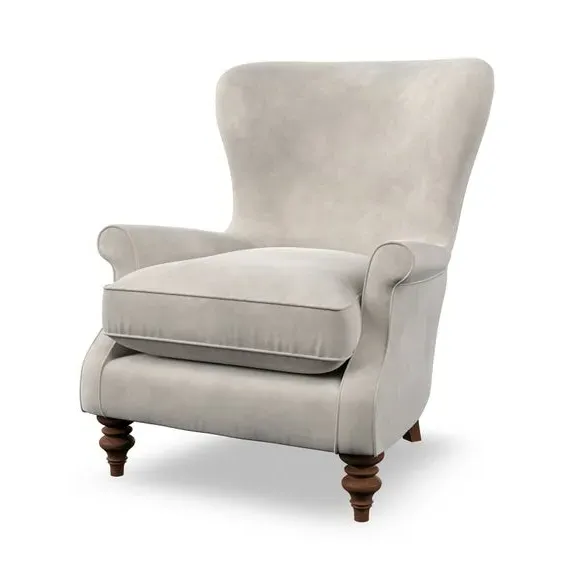 Wingback Armchair with Scalloped Back - Sandstone