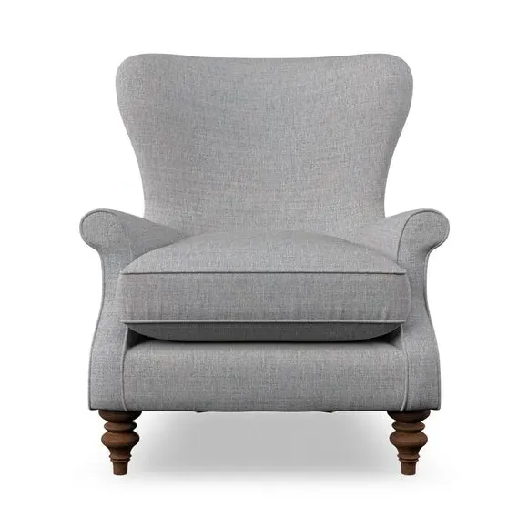 Wingback Armchair with Scalloped Back - Silver