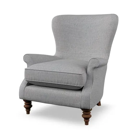 Wingback Armchair with Scalloped Back - Silver