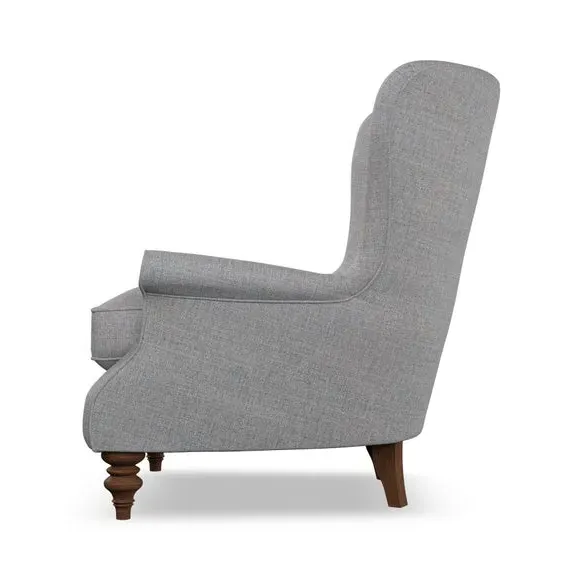 Wingback Armchair with Scalloped Back - Silver