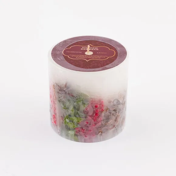 Winter Berries Inclusion Candle - White