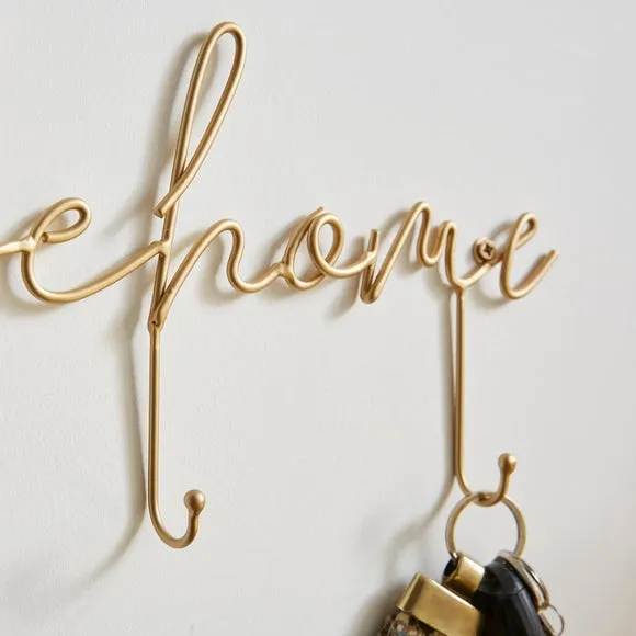 Wire Key Hooks with 3 Hooks - Gold, Metal