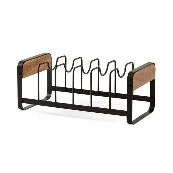 Wire Pan Lid Rack with 6 Dividers - Black, Iron