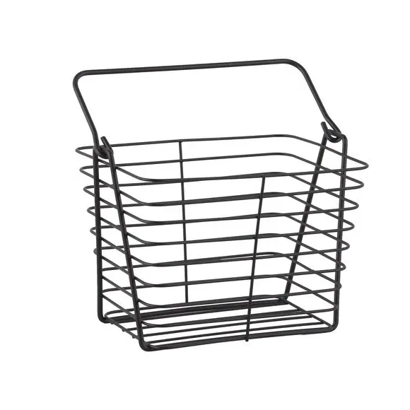 Wire Storage Basket with Handle - Black, Metal image