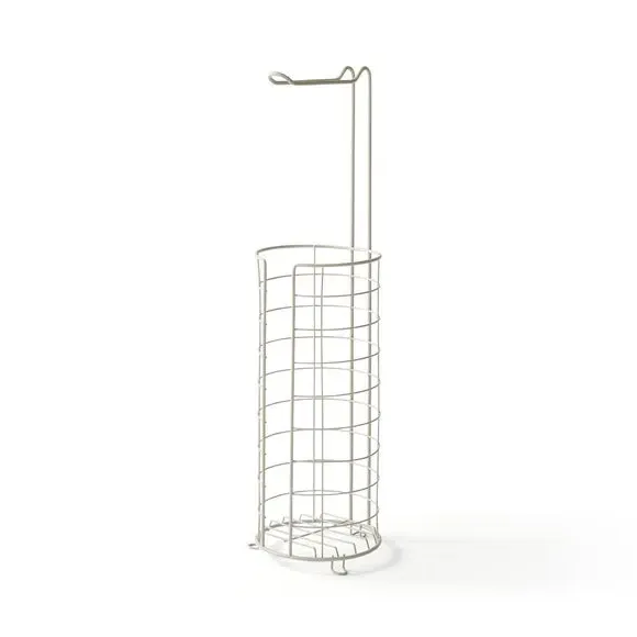 Wire Toilet Roll Holder with Storage - Grey