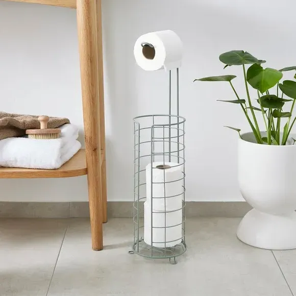 Wire Toilet Roll Holder with Storage - Lilypad