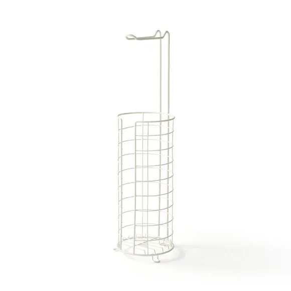 Wire Toilet Roll Holder with Storage - White