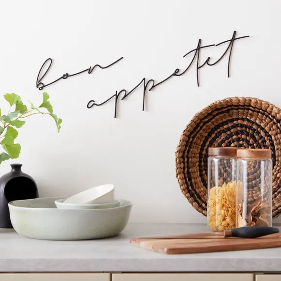 Wire Words Wall Art - Black, Metal