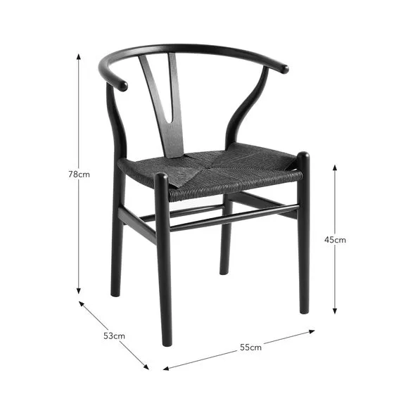Wishbone Dining Chair - Black, Beech Wood