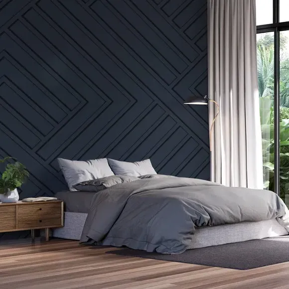 Wood Panel Wall Mural - Navy, Non-Woven