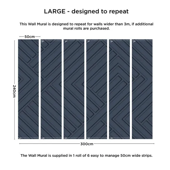Wood Panel Wall Mural - Navy, Non-Woven