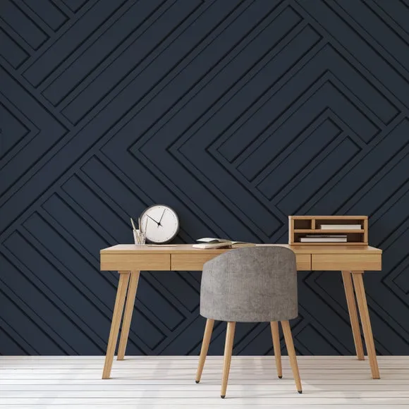Wood Panel Wall Mural - Navy, Non-Woven image