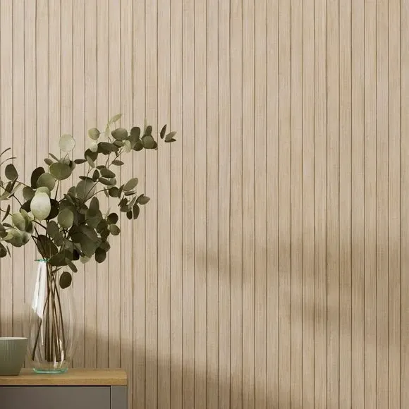 Wood Panel Wallpaper - Natural, Matte Finish