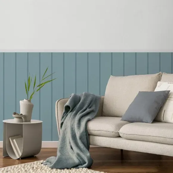 Wood Panel Wallpaper with Smooth Finish - Azure