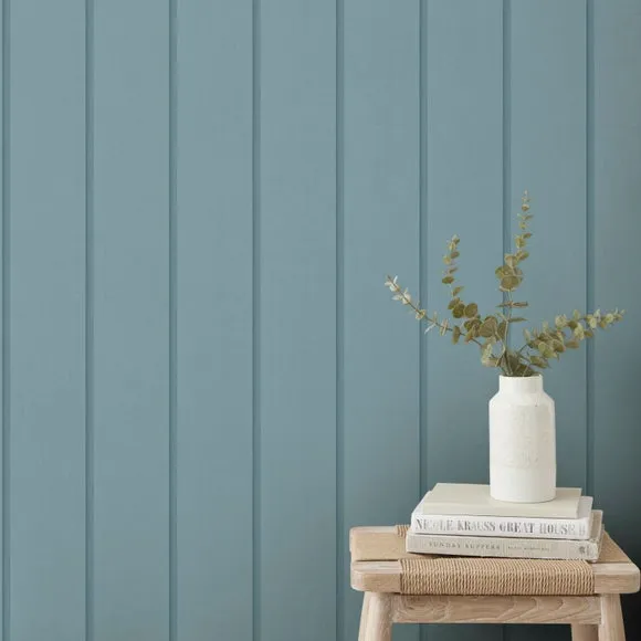 Wood Panel Wallpaper with Smooth Finish - Azure