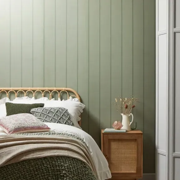 Wood Panel Wallpaper with Smooth Finish - Green