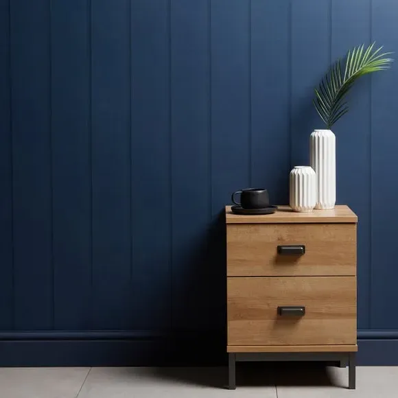 Wood Panel Wallpaper with Smooth Finish - Navy