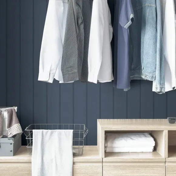 Wood Panel Wallpaper with Smooth Finish - Navy