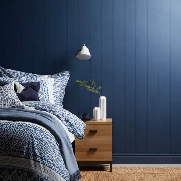 Wood Panel Wallpaper with Smooth Finish - Navy