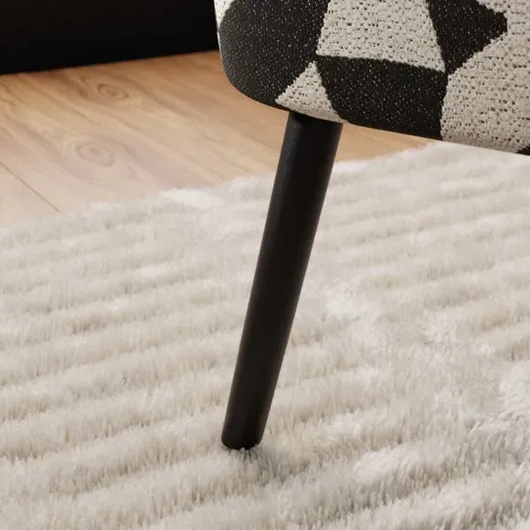 Wooden Arm Occasional Chair - Monochrome, Jacquard