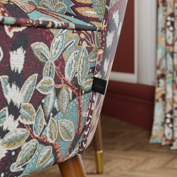 Wooden Arm Occasional Chair - Multicolor, Jacquard
