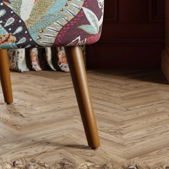 Wooden Arm Occasional Chair - Multicolor, Jacquard