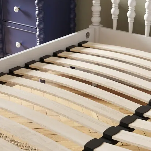 Wooden Bed Frame with Slats - White, Wood