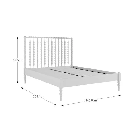 Wooden Bed Frame with Slats - White, Wood