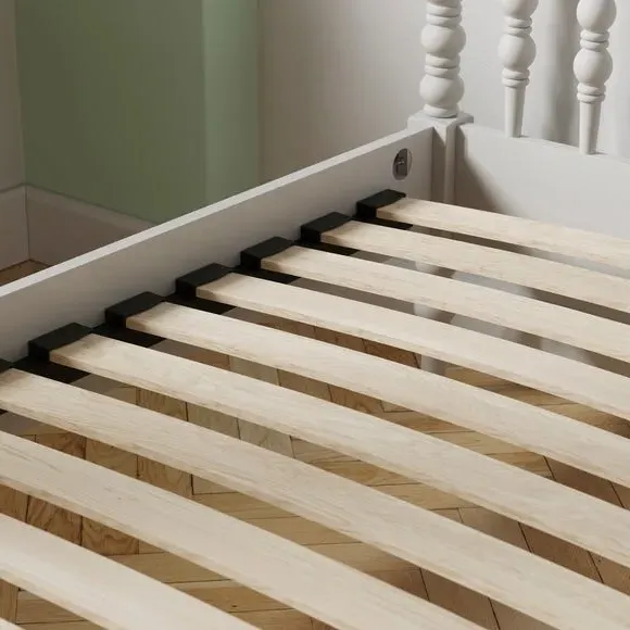 Wooden Bed Frame with Slats - White, Wood