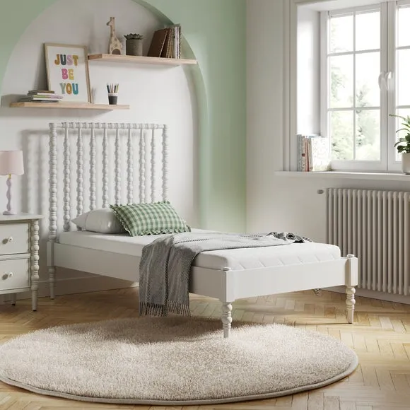 Wooden Bed Frame with Slats - White, Wood