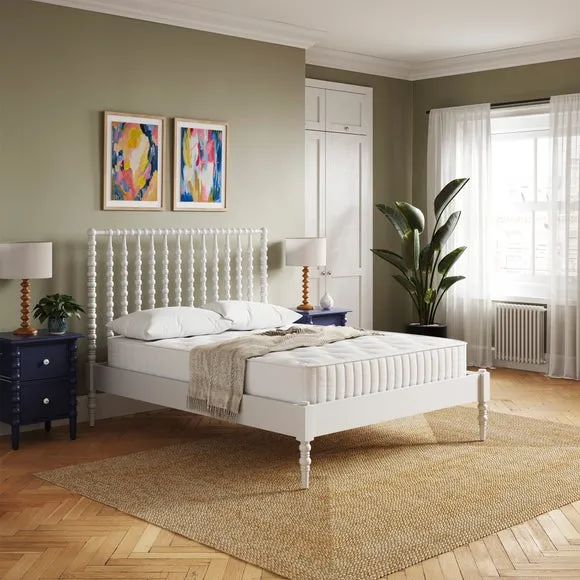 Wooden Bed Frame with Slats - White, Wood