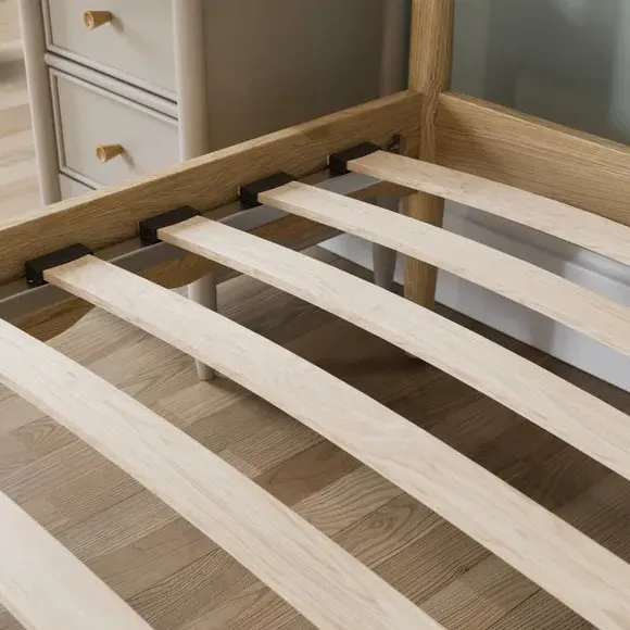 Wooden Bed Frame with Sprung Slats - Natural