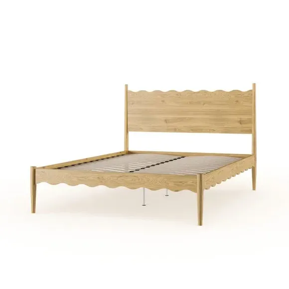 Wooden Bed Frame with Sprung Slats - Natural