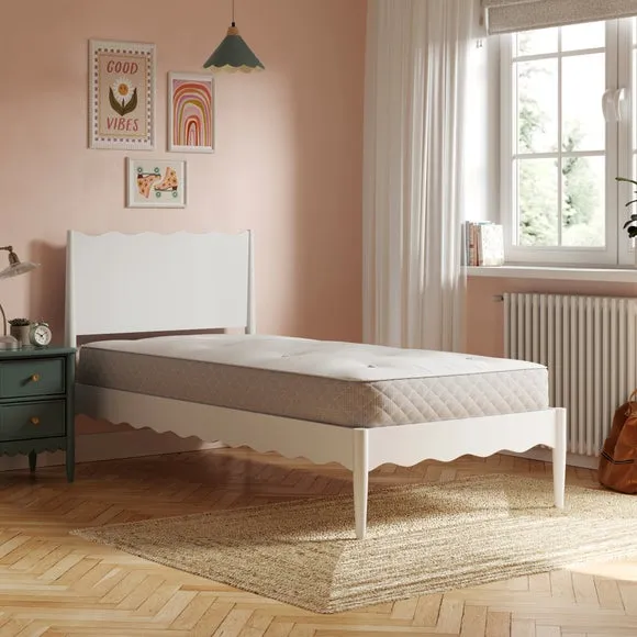 Wooden Bed Frame with Sprung Slats - White