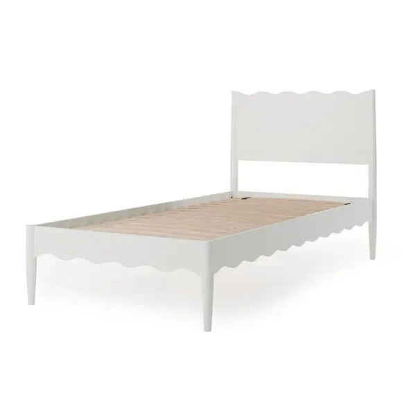 Wooden Bed Frame with Sprung Slats - White