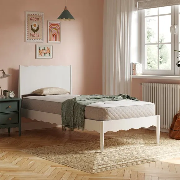 Wooden Bed Frame with Sprung Slats - White