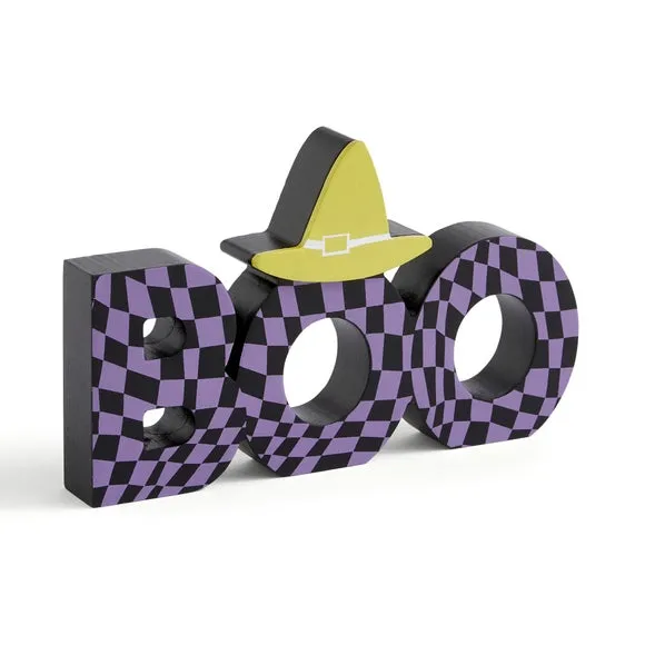 Wooden Boo Sign Check Design - Multicolor, Wood