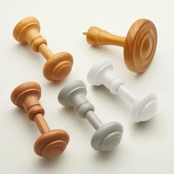 Wooden Curtain Holdback - White